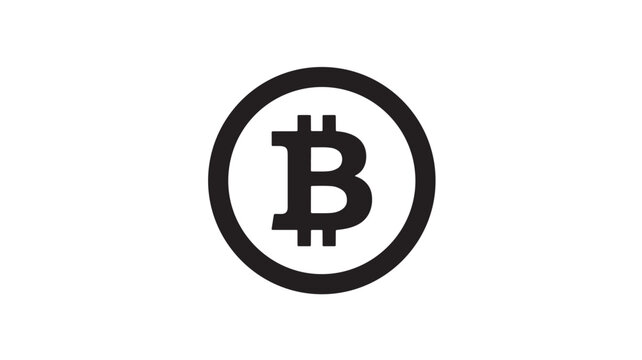 Minimalist black bitcoin symbol icon isolated on white background for financial app design