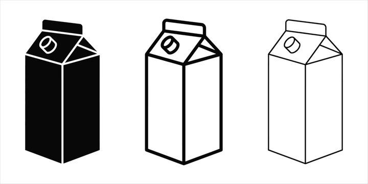 Milk carton icon silhouette vector, bold outline and line art isolated illustration