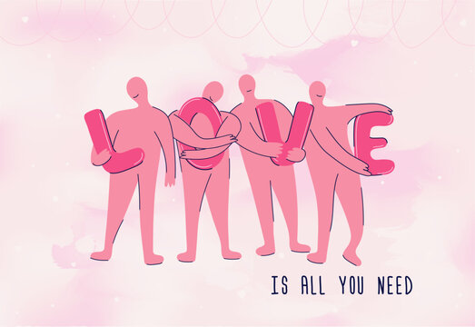 Love Vector Typography with Human Characters