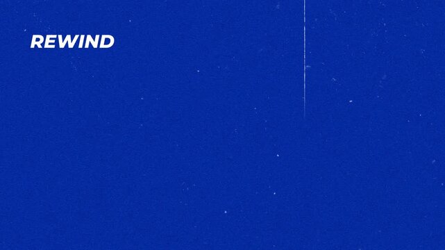 Rewind vhs overlay 4k in blue screen background.