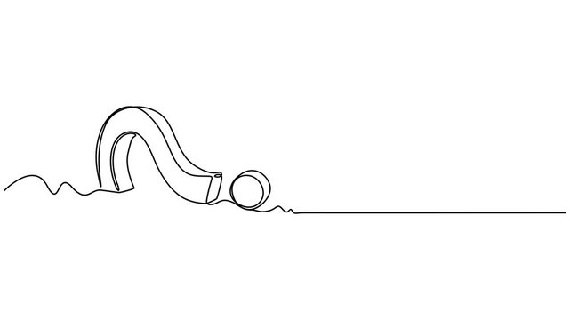 Animated self drawing of continuous one line drawing of question mark video, Q and A symbol animation. Question mark one line art animation, hand drawn, Minimalist one line animation of a question on.