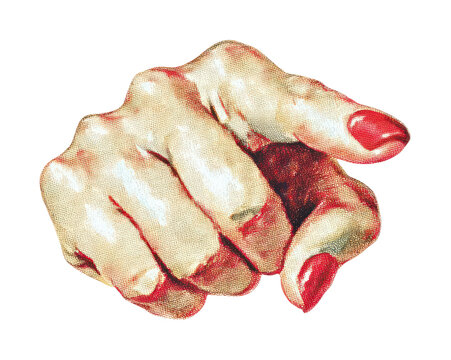 PNG Retro hand pointing at viewer with vintage pop art style
