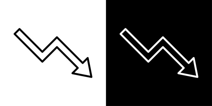 Downward Zigzag Arrow Icon, Loss Decline Line Vector Symbol