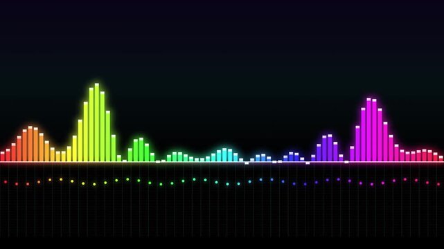 Colorful audio spectrum equalizer bars reacting on black background