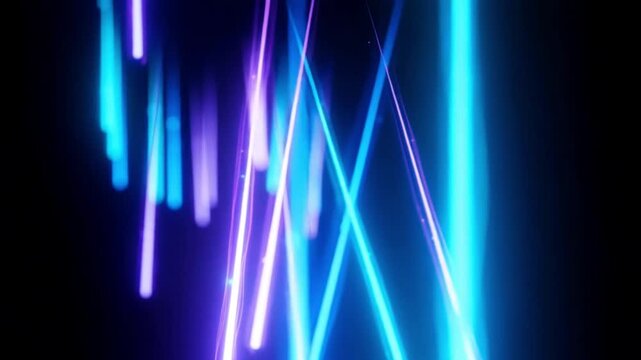 Abstract background gif of neon glowing blue and purple lines
