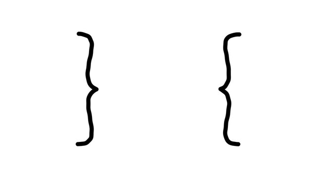 Minimalist black curly braces, a simple graphic element for coding, mathematics, and web design. Clean, isolated symbol for digital projects and educational content.