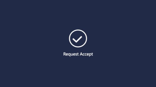 Request accept concept on the blue background. Loading circle with checkmark icon. 4k motion video.