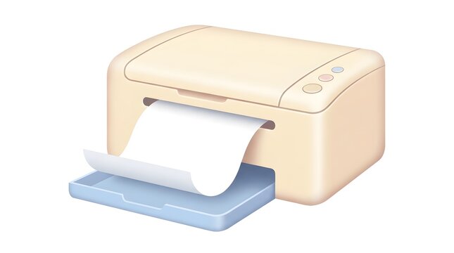 Printer, office equipment and home printing with technology, hardware and paper output on white background. Professional electronic, peripheral and device for business, school and work tasks in studi