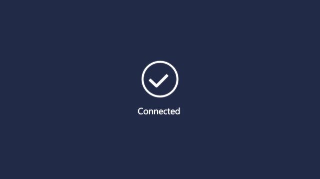 Account Activated and connected Success with loading circle bar idea on the dark blue background. concept of modern mobile interface account activation verification access. 4k motion video.