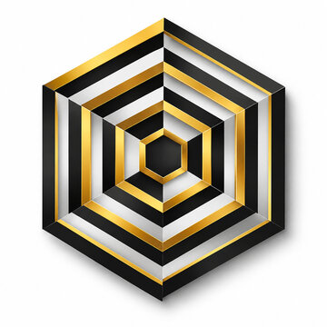 Luxury gold and black hexagon geometric abstract vector