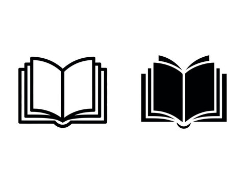 Open book icon set in outline and solid style for education, reading, library and academic learning vector illustration on transparent background

