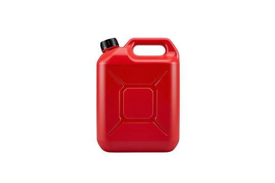 Red plastic fuel jerry can with black cap