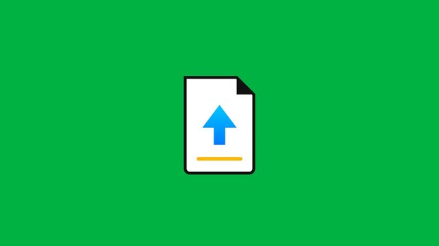 Digital file upload icons with loading progress bar on green screen