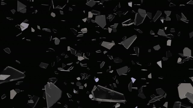Ultra dense micro glass particles shatter overlay on black background, fine debris VFX animation