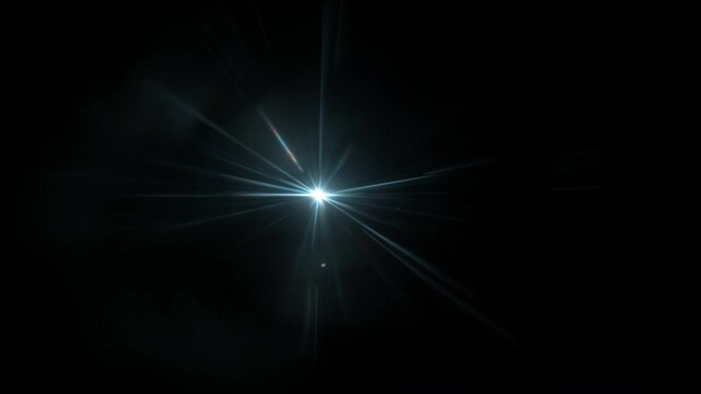 Real Blue Lens Flare Overlay in Motion Isolated on Black Background at 1000fps Slow Motion.