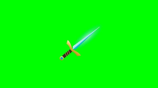 Fantasy glowing swords pattern on green screen background