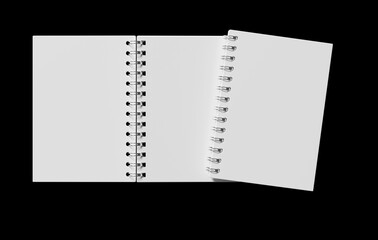 Blank Notebook Mockup isolated on black background © Lok