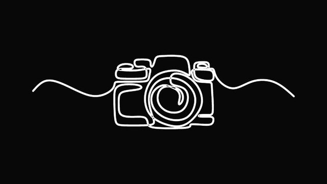 Minimalist single line art camera drawing vector