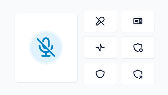Biometric Voice Identity Security Scan Verification Mic 7 Vector Icon Set Hero Showcase Isolated Background