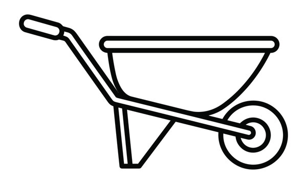 Wheelbarrow outline for garden and construction work simple icon