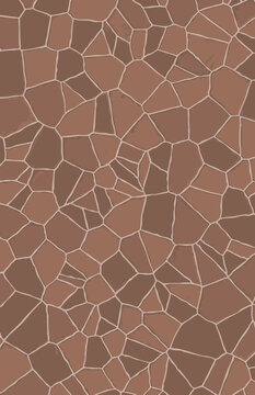 Brown stone pavement seamless pattern with irregular flagstone mosaic texture, stone paving vector background