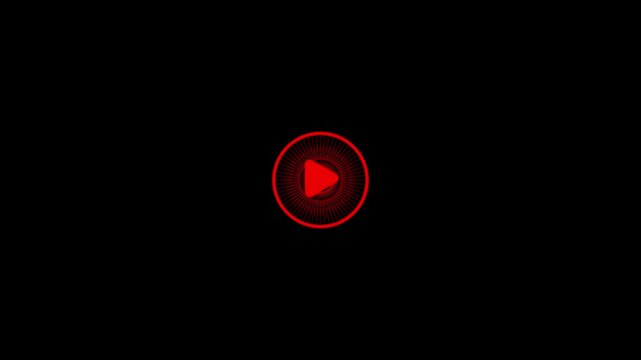 Cursor arrow red color icon animation clicking play and pause button motion graphic with alpha channel.4k video