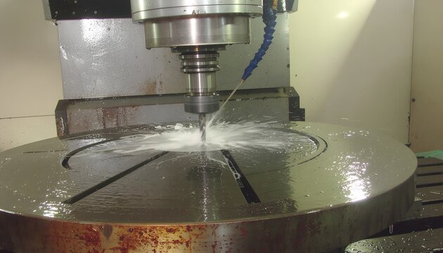 CNC milling machine cutting metal
