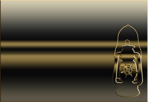 golden lantern on black background