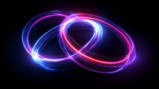 Glowing neon rings abstract background