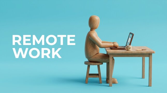 Person working remotely at a wooden desk with laptop