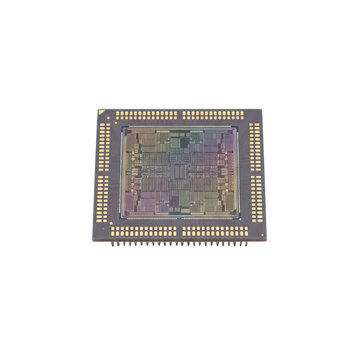 Modern microprocessor computer chip isolated on transparent background