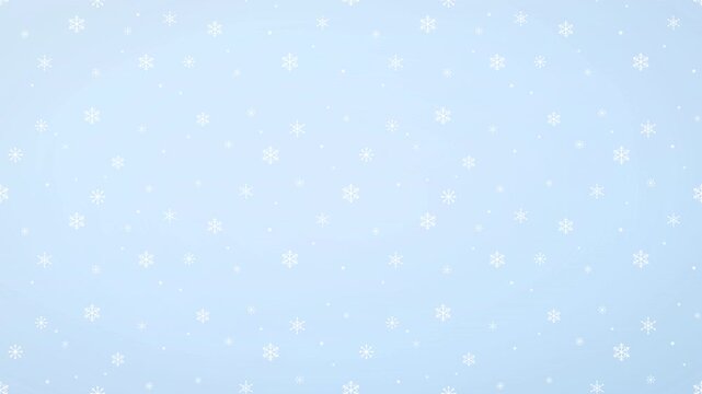 Seamless winter holiday pattern with white snowflakes gently falling on a soft blue background