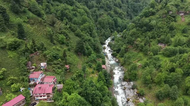 Breathtaking Aerial Perspective of Green Mountains in Arhavi, Artvin