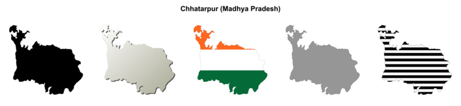 Chhatarpur (Madhya Pradesh) blank outline map set