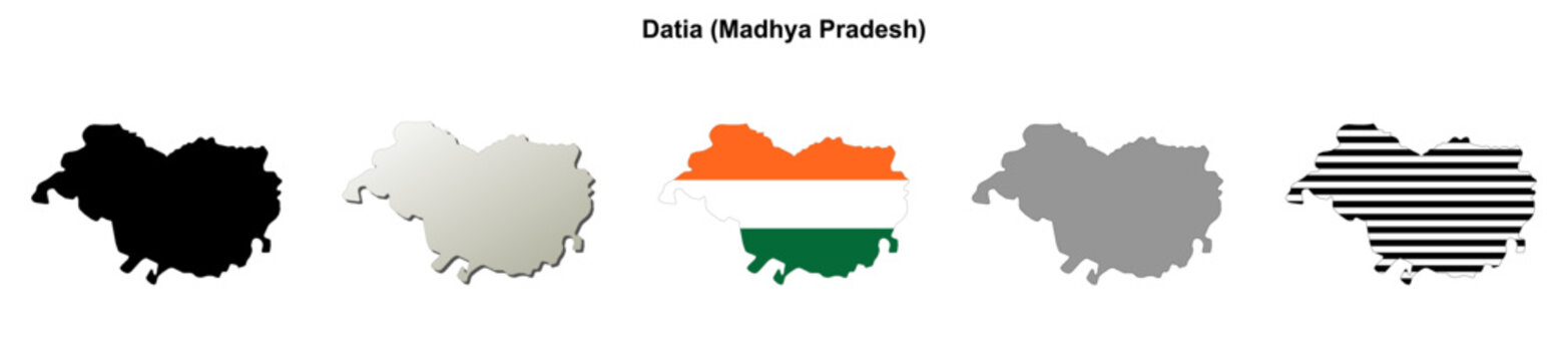 Datia (Madhya Pradesh) blank outline map set