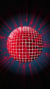 Retro nightclub mirror globe with colorful reflections rotating smoothly, dynamic sparkle and light effects for party backgrounds, music festivals, entertainment broadcasts, led walls and 4k animatio
