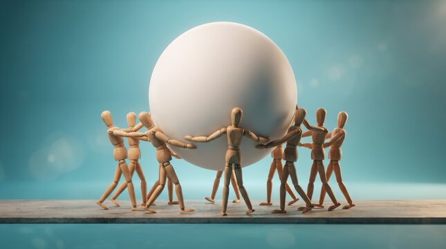 People forming a human chain under a large moon