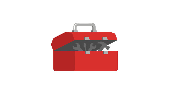Open red tool chest containing various hardware and implements ready for home improvement projects or professional use