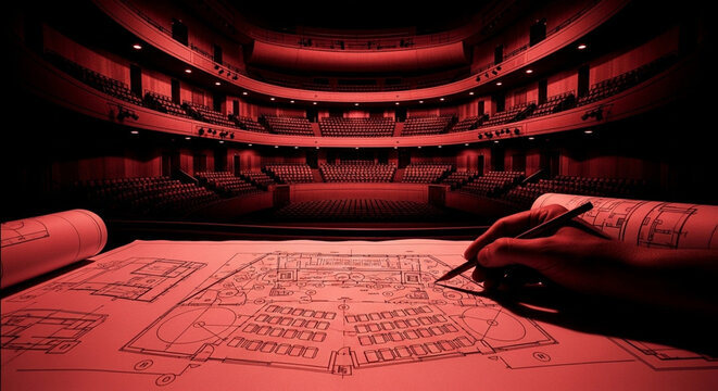 Architectural Blueprint Design For A Grand Theatre Interior Blueprint Design