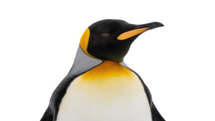 King penguin with black and gold plumage, isolated on transparent background © pixogram