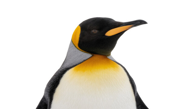 King penguin with black and gold plumage, isolated on transparent background