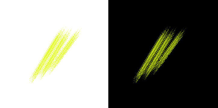 Yellow scribble brush strokes effect for graphic design and abstract backgrounds, textured paint marks, energetic art overlay.