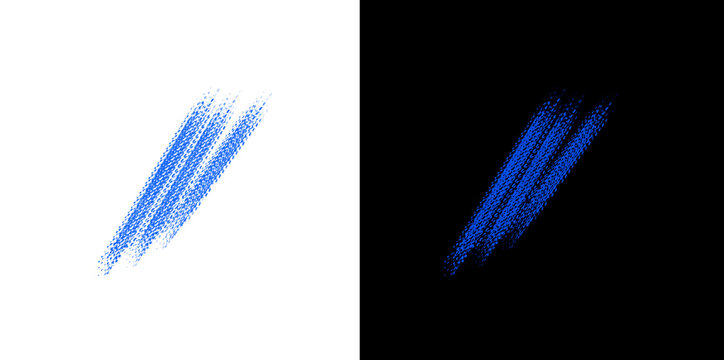 Blue scribble brush strokes effect for graphic design and abstract backgrounds, textured paint marks, energetic art overlay.