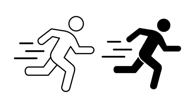Running stick figures speed icon vector illustration.