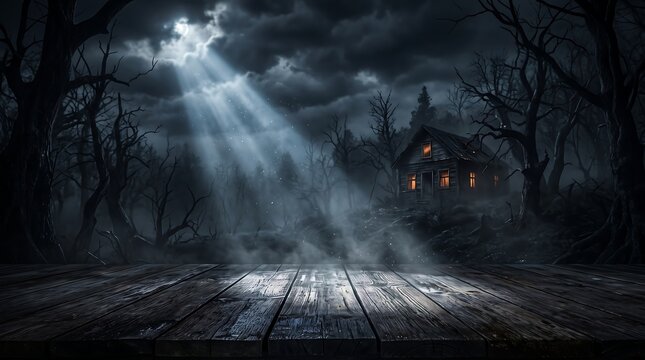 A hauntingly beautiful and eerie halloween night scene with a mysterious spectral glow