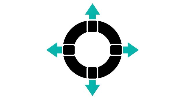 Crisis Navigation Lifebuoy and Compass Arrow Pictogram Icon