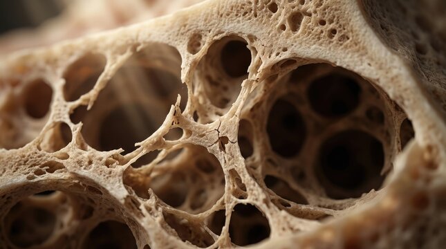 Metabolic bone disorder: osteoporosis disease, skeletal degeneration, mineral density, structural weakness, calcium deficiency, bone fragility, medical concept.