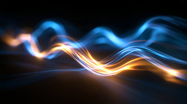 Glowing Abstract Energy Waves Flowing on Dark Background