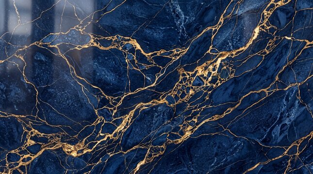 Blue Marble Texture with Golden Veins Luxury Background
