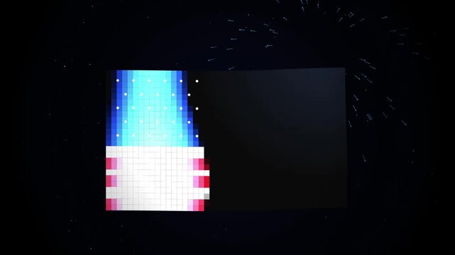 Digital Glitch Abstract with Fragmented American Flag Signals